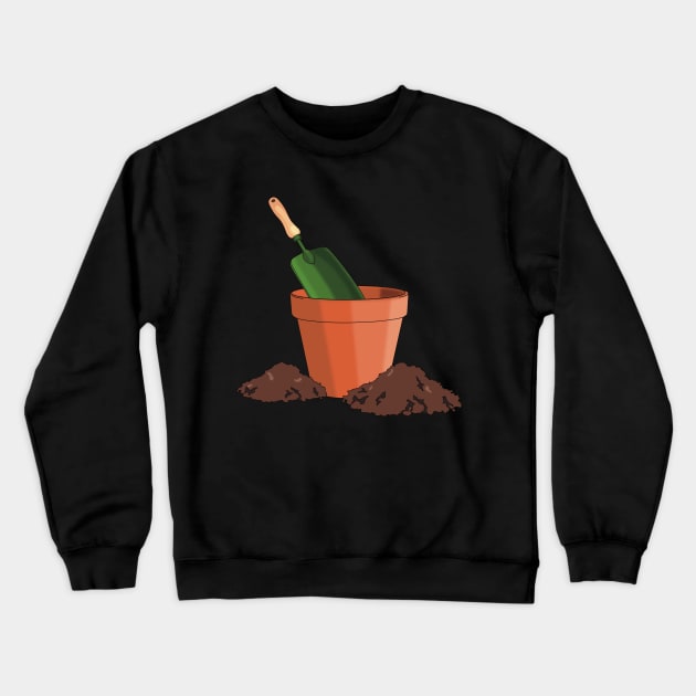 Garden terracotta pot with green mini spade and soil piles around Crewneck Sweatshirt by Fruit Tee